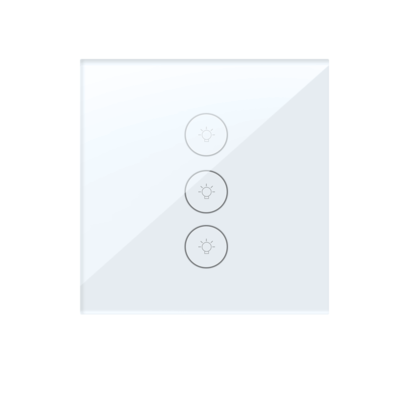 Support Xiaodu/Alexa/Google Home/Voice Control System EU Standard Touch WiFi Switch with three Gang White Tempered Glass